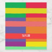 Farbblock Streifen Monogramm Name Regenbogen Weinetikett (Einzelnes Label)