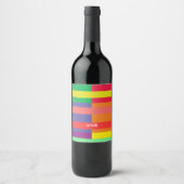 Farbblock Streifen Monogramm Name Regenbogen Weinetikett (Vorderseite)