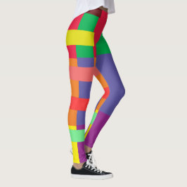 Farbblock Streifen Regenbogen Leggings