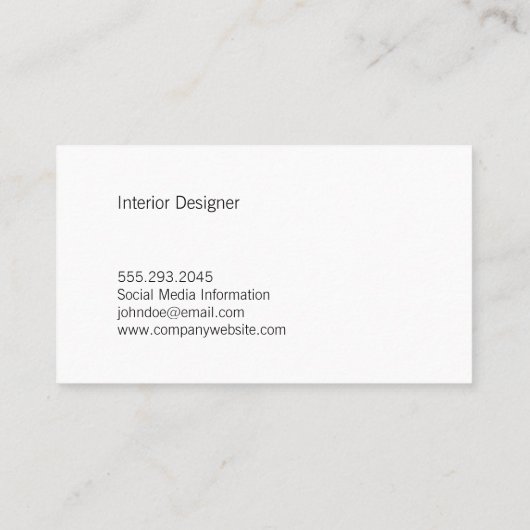 Farbblock | Texturen| Innenarchitektur Visitenkarte (Rückseite)