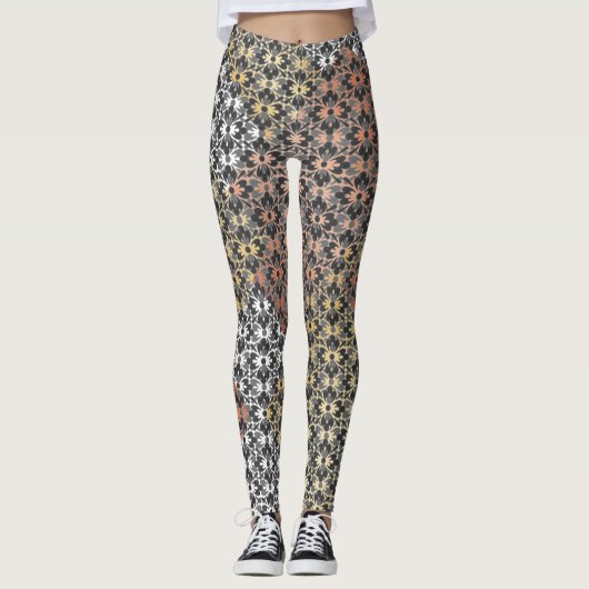 Farbblock und Blume Leggings (Vorderseite)