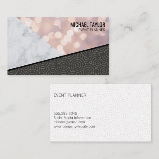 Farbblock "wirl" (Muster) Bokeh und Marmor Visitenkarte (Vorne/Hinten)