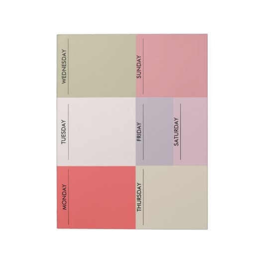 Farbblock-Wochenplaner Notizblock (Rotiert)