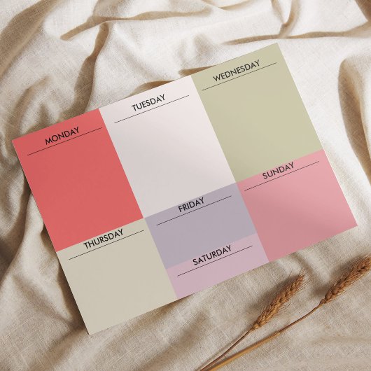 Farbblock-Wochenplaner Notizblock