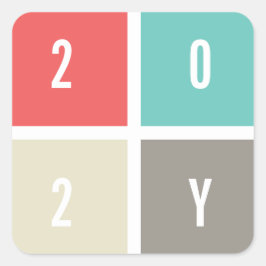 Farbblöcke 2025 Moderne, einfache Neujahrsferien Quadratischer Aufkleber