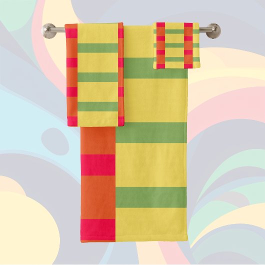 Farbblöcke 3 rot-grün badhandtuch set