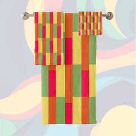 Farbblöcke 3 rot-grün badhandtuch set