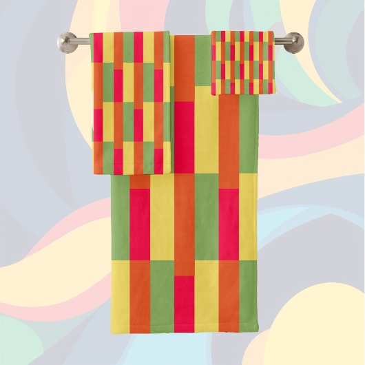 Farbblöcke 3 rot-grün badhandtuch set