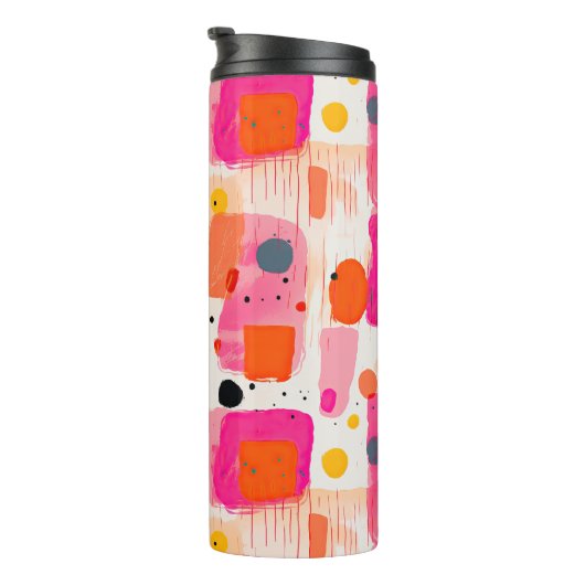 Farbblöcke Abstraktes Muster Mitte Jahrhundert Mod Thermosbecher (Nach rechts gedreht)