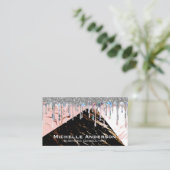 Farbblöcke aus Marmor | Glitzer Shimmer Tropfen Visitenkarte (Stehend Vorderseite)