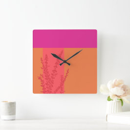 Farbblöcke für die Blätter Rosa und Orange grün Quadratische Wanduhr