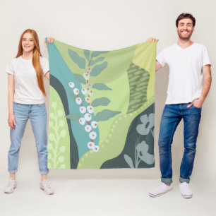 Farbblöcke für Weißberries Mixed Grüntöne Moderne Fleecedecke