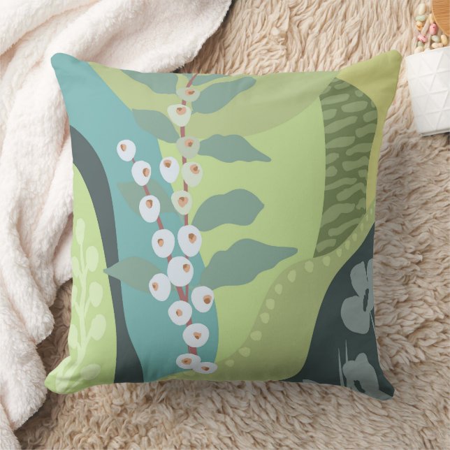 Farbblöcke für Weißberries Mixed Grüntöne Moderne  Kissen (Decke)