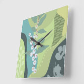 Farbblöcke für Weißberries Mixed Grüntöne Moderne  Quadratische Wanduhr (Winkel)