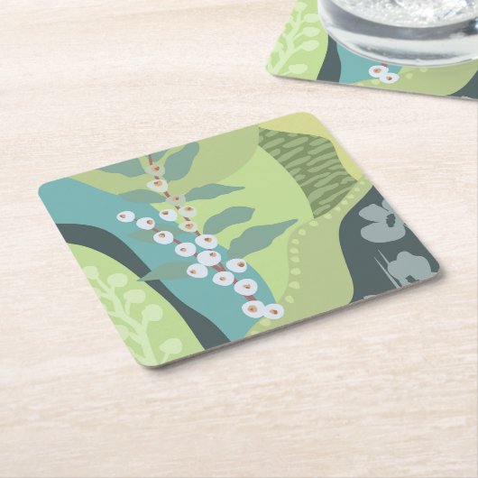 Farbblöcke für Weißberries Mixed Grüntöne Moderne  Rechteckiger Pappuntersetzer (angewinkelt)