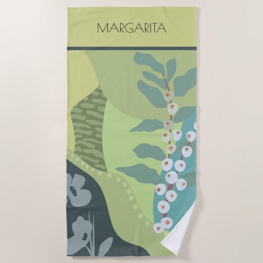 Farbblöcke für Weißberries Mixed Grüntöne Moderne  Strandtuch (Vorderseite)