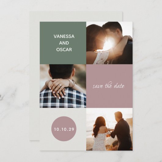 Farbblöcke Hochzeit Save The Date (Vorne/Hinten)