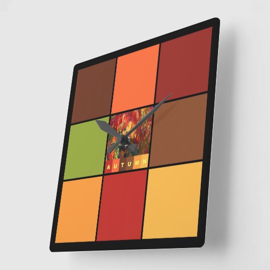 Farbblöcke im Herbst Quadratische Wanduhr (Winkel)