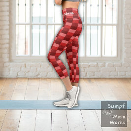 Farbblöcke mit rotem Schatten Capri Leggings