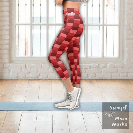 Farbblöcke mit rotem Schatten Capri Leggings