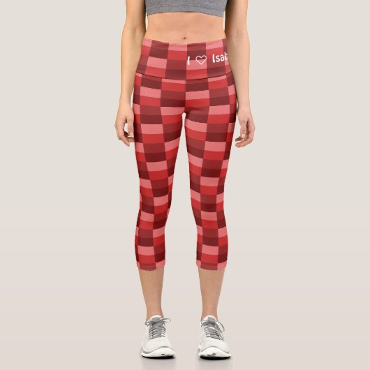 Farbblöcke mit rotem Schatten Capri Leggings (Vorderseite)