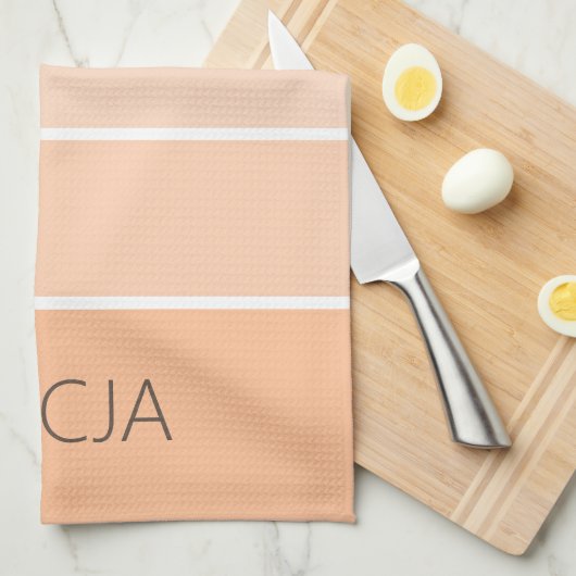 Farbblöcke Peach Fuzz | Eleganter Name Geschirrtuch (Viertel Falte)