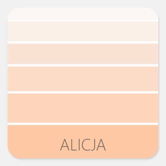 Farbblöcke Peach Fuzz | Eleganter Name Quadratischer Aufkleber (Vorderseite)