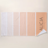 Farbblöcke Peach Fuzz | Eleganter Name Strandtuch (Vorderseite)