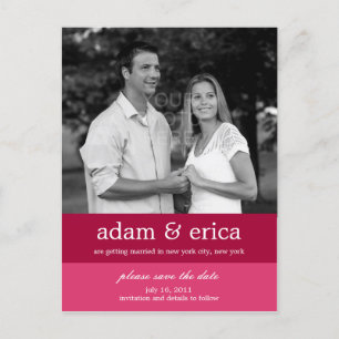Farbblöcke Save the Date Postkarte (Rosa)