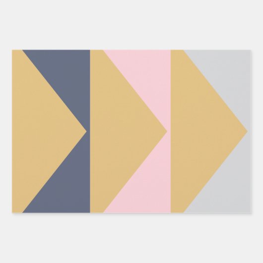 Farbblockgeometrische Kunst in der Blush Navy Gold Geschenkpapier Set (Vorderseite)
