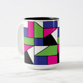 Farbblockgeometrisches Muster Zweifarbige Tasse (Vorderseite Links)