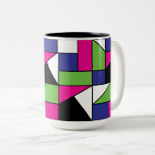 Farbblockgeometrisches Muster Zweifarbige Tasse (VorderseiteRechts)