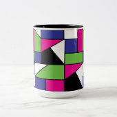 Farbblockgeometrisches Muster Zweifarbige Tasse (Mittel)