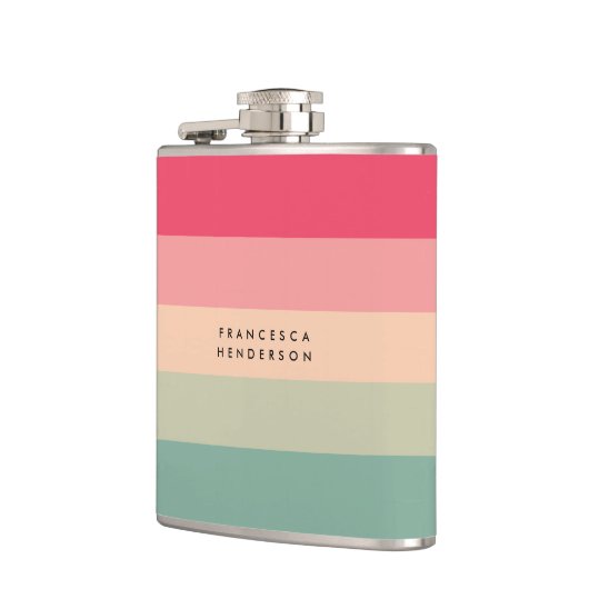 Farbblockhorizontaler Streifen Rosa und grüne Mono Flachmann (Links)