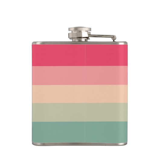 Farbblockhorizontaler Streifen Rosa und grüne Mono Flachmann (Rückseite)