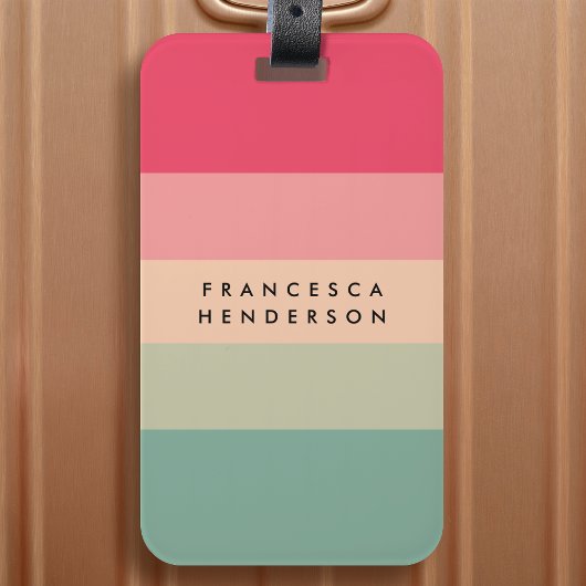 Farbblockhorizontaler Streifen Rosa und grüne Mono Gepäckanhänger