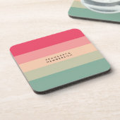Farbblockhorizontaler Streifen Rosa und grüne Mono Getränkeuntersetzer (Linke Seite)