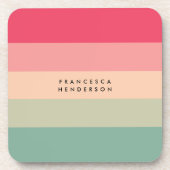 Farbblockhorizontaler Streifen Rosa und grüne Mono Getränkeuntersetzer (Vorderseite)