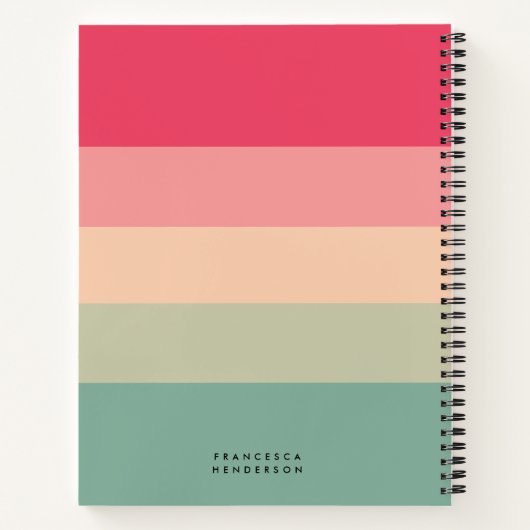 Farbblockhorizontaler Streifen Rosa und grüne Mono Notizblock (Rückseite)