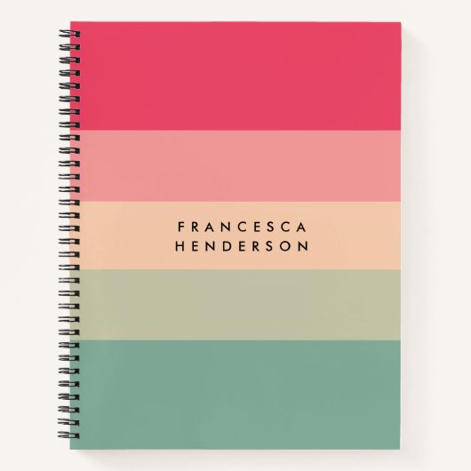 Farbblockhorizontaler Streifen Rosa und grüne Mono Notizblock (Vorderseite)