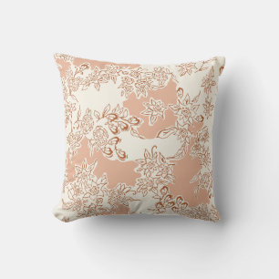 Farbblockiertes Doodle-Floral-Kissen Kissen