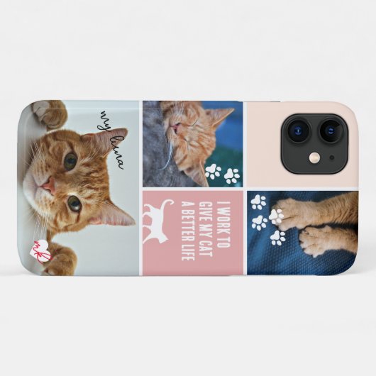 Farbblockkatzenkatze Monogramm Pet Case-Mate iPhone Hülle (Rückseite (Horizontal))