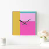 Farbblockkunstgeometrische Formen leuchtendes Türk Quadratische Wanduhr (Zuhause)