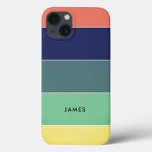 Farbblockname Retro Streifen Blau Grün rosa Case-Mate iPhone Hülle (Rückseite)