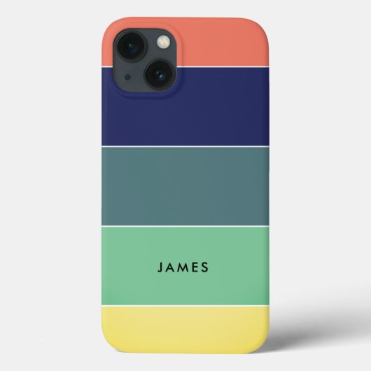 Farbblockname Retro Streifen Blau Grün rosa Case-Mate iPhone Hülle (Rückseite)