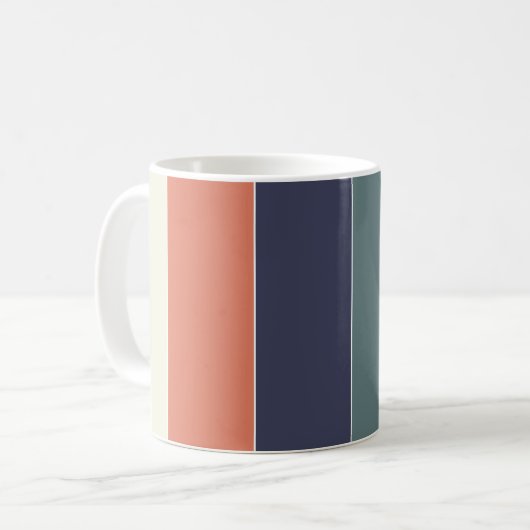 Farbblockname Retro Streifen Blau Grün rosa Kaffeetasse (Vorderseite Links)