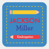 Farbblockstift - Schulzeichen Quadratischer Aufkleber (Vorderseite)