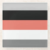 Farbblockstreifen Korallenrosa Schwarz-weiß Glasuntersetzer (Vorderseite)