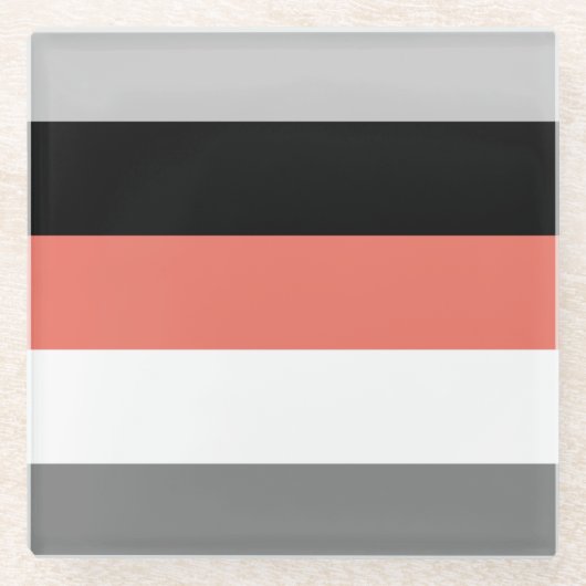 Farbblockstreifen Korallenrosa Schwarz-weiß Glasuntersetzer (Vorderseite)