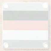 Farbblockstreifen Korallenrosa Schwarz-weiß Glasuntersetzer (Rückseite)